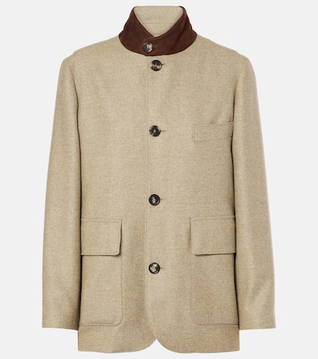 Loro Piana★素敵！White Cashmere/Leather Long Jacket New $5395 Loro Piana Women Cashmere/Leather Long Jacket Coat