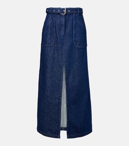 Belted denim maxi skirt in blue - Dries Van Noten | Mytheresa