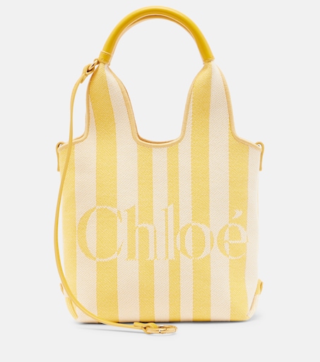 Chloé Stripy Mini jacquard top-handle bag in yellow - Chloe