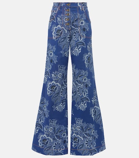 【送料&関税込】Etro Flared Jeans Floral high-rise flared jeans in blue - Etro | Mytheresa