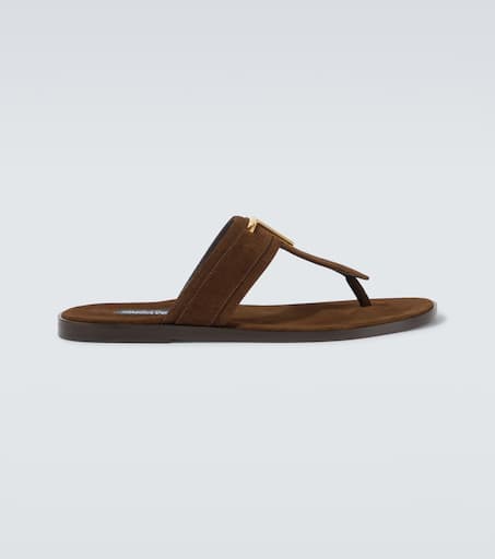 【関税＆送料込み】Tom Ford Brighton Leather Flip Flops Tom Ford Brighton Leather Flip-flops In Black And Gold