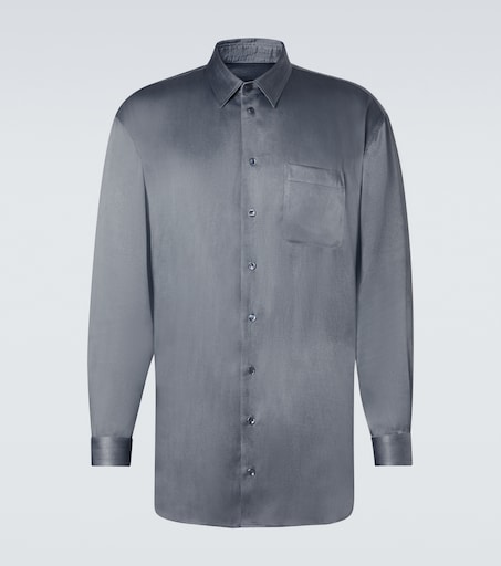 Satin shirt in grey - Giorgio Armani | Mytheresa