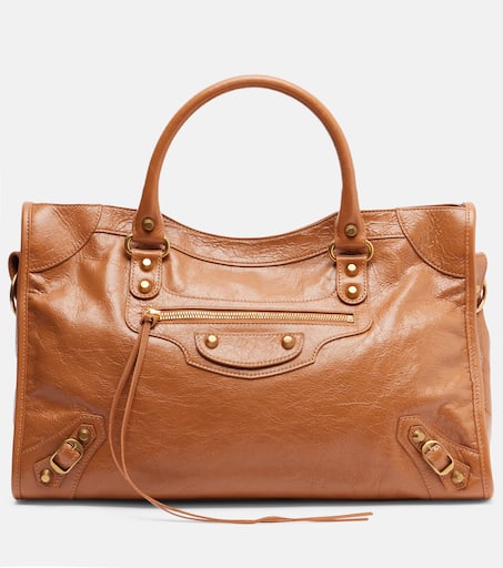Le City Medium leather tote bag in brown - Balenciaga | Mytheresa