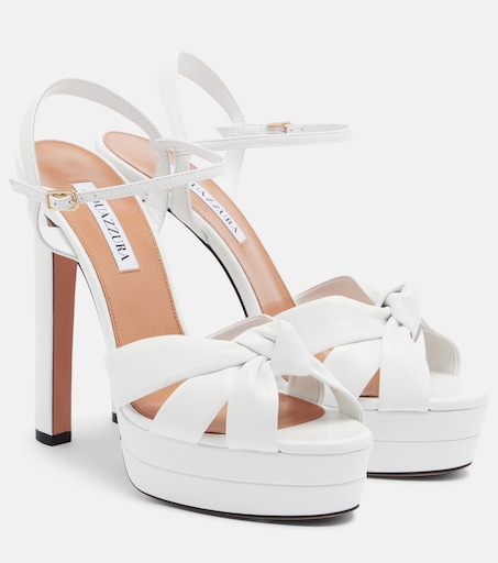 Nina leather platform sandals in white - Aquazzura | Mytheresa