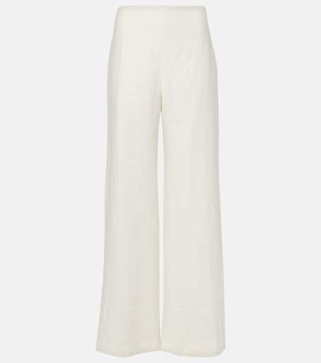 ビノールト HERILL White Linen boarder 3 Ilride high-rise linen wide-leg pants in white - Faithfull
