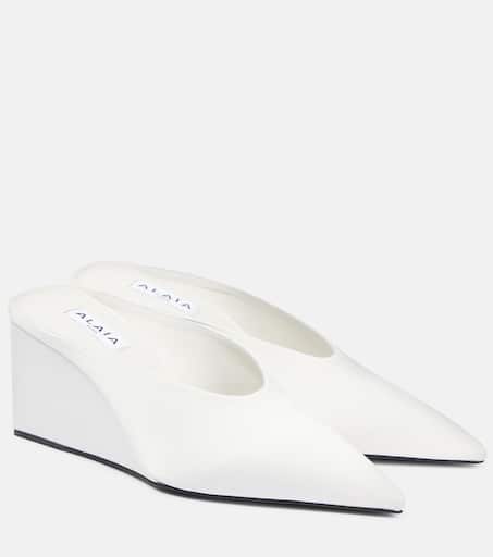 Cube Pointy 75 satin wedges in white - Alaia | Mytheresa