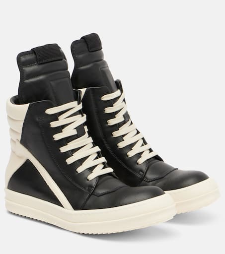 正規品 rickowens geobasket 41 Geobasket leather sneakers in black - Rick Owens | Mytheresa
