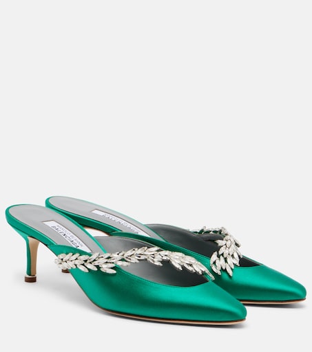 Manolo Blahnik Embellished Satin Mule | 발렌시아가 | FETCHING