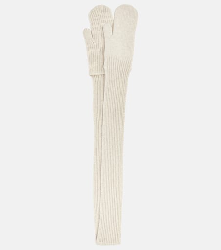 Fly ribbed-knit cashmere gloves in white - Max Mara | Mytheresa
