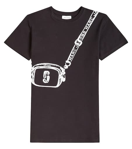 Printed cotton jersey T-shirt dress in black - Marc Jacobs
