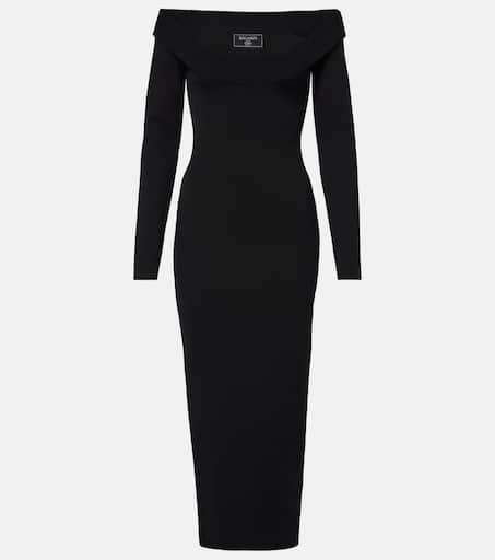 Knitted maxi dress in black - Balmain | Mytheresa