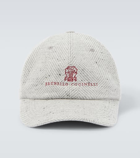 Logo wool and cashmere baseball cap in grey - Brunello Logo wool and cashmere baseball cap in grey - Brunello