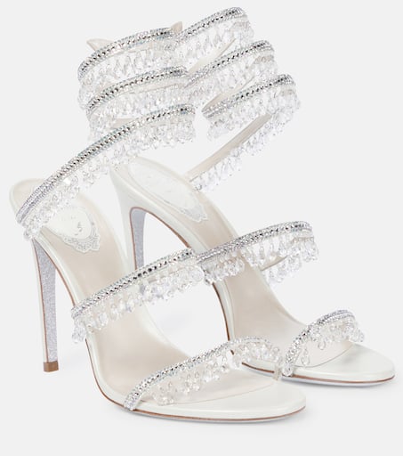 Chandelier embellished leather sandals in silver - Rene