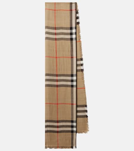 Burberry Check wool and silk scarf in beige - Burberry | Mytheresa
