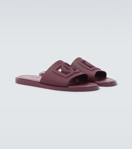DG rubber slides in burgundy - Dolce Gabbana | Mytheresa