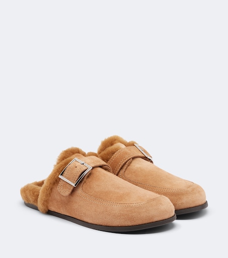 Biker shearling-lined suede mules in brown - Jimmy Choo | Mytheresa