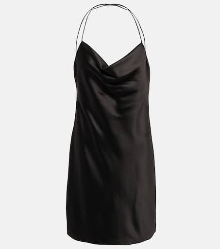 Cowl neck silk slip dress in black Saint Laurent Mytheresa