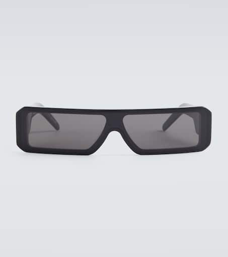 サングラス Rick Owens Rectangular Black Acetate Sunglasses With Silver Rick Owens Rectangular Black Acetate Sunglasses With Silver