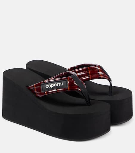 サンダル・ミュール Coperni Patch Sandals - Coperni - Leather - Black/Brown Patch Wedge Sandal – Coperni