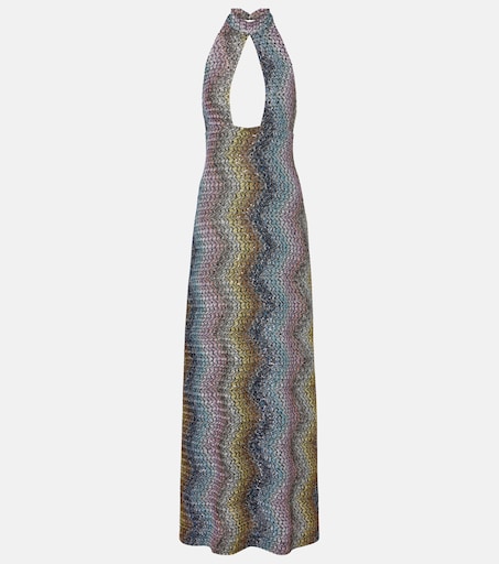 m missoni lurex maxi dress M Missoni Black & Multicolored Striped Lurex Knit Maxi Dress M M Missoni