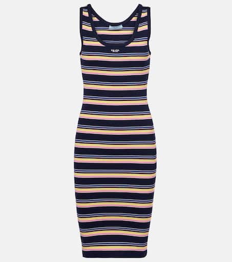 【プラダ・PRADA】Striped chambray dress Prada Striped Stretch Cotton Dress | Saks Fifth Avenue