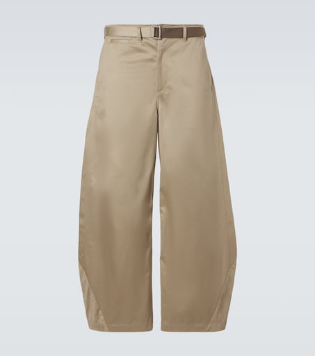 Cotton chino barrel-leg pants in beige - Sacai | Mytheresa
