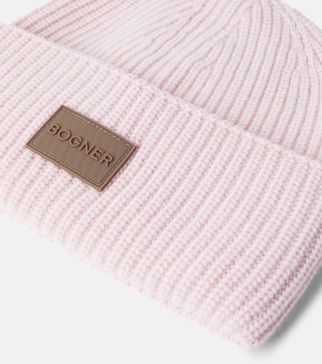 Bogner Kids 로고 리브드 니트 울 캐시미어 혼합 비니