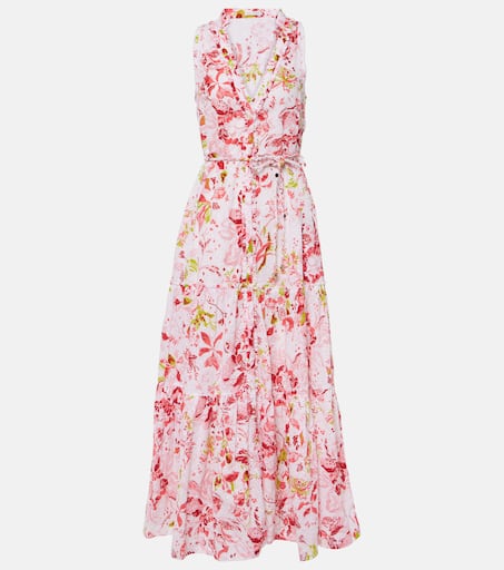 Nana floral tiered cotton maxi dress in white - Poupette St