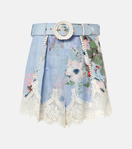 ショーツ ZIMMERMANN LINEN EVERLEY SHORTS WITH LACE OUTLINE Zimmermann Everley Lace-Trim Tuck Shorts | Saks Fifth Avenue