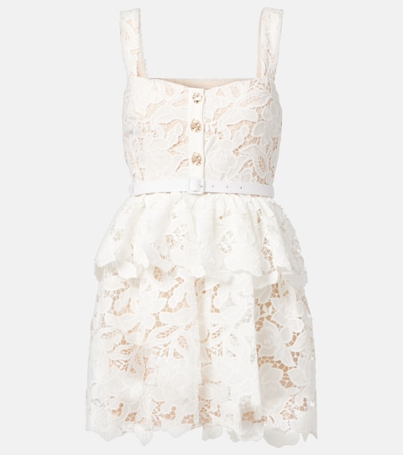 Self-portrait Lace Tiered Mini Dress - White