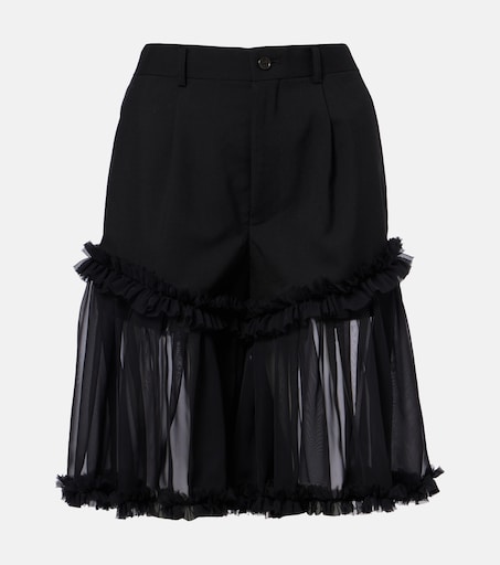 Ruffled tulle and wool shorts in black - Noir Kei Ninomiya | Mytheresa
