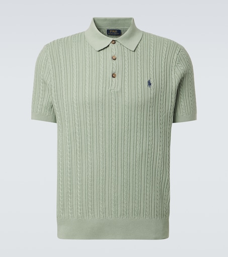 Polo by Ralph Lauren G-9 コットンギャバジン M Cable-knit cotton polo shirt in green - Polo Ralph Lauren | Mytheresa