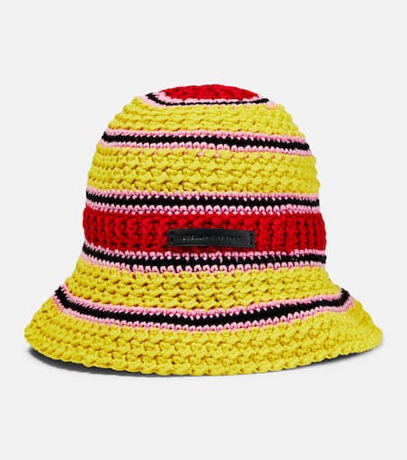 ハット STELLA McCARTNEY Embroidered Crochet Hat Stella McCartney Yellow Red Embroidered Crochet Hat for