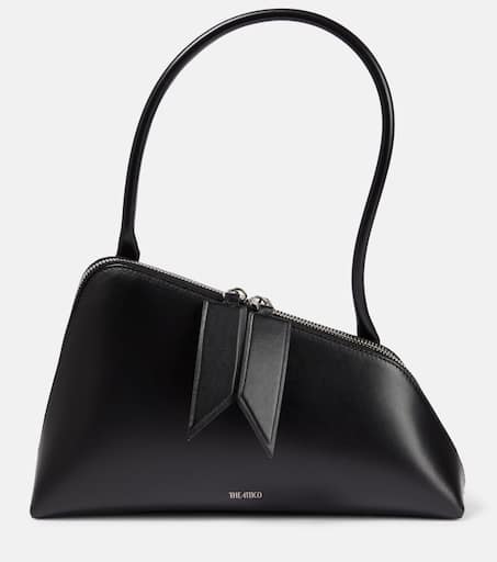 Sunrise asymmetrical leather shoulder bag in black - The