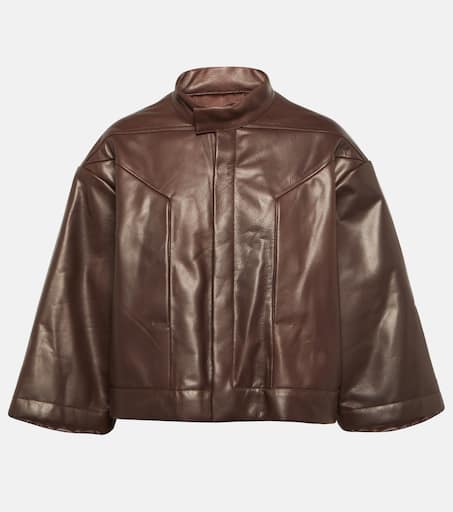 Cropped Leather Jacket in Brown - Rick Owens | Mytheresa