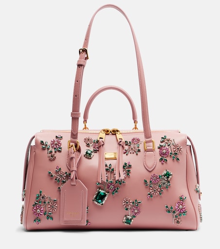 Vittoria Large embellished leather tote bag in pink - Dolce