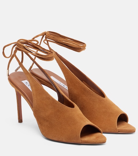 Lais suede peep-toe slingback pumps in brown - Aquazzura | Mytheresa