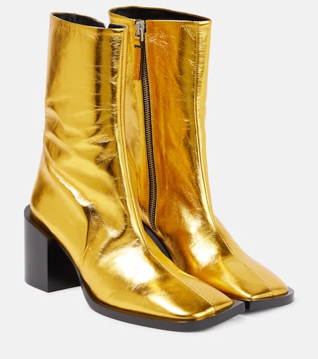 Metallic leather ankle boots in gold - Jil Sander | Mytheresa