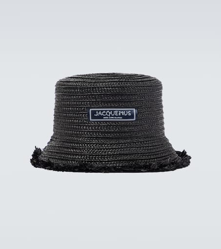 ハット JACQUEMUS FW24 LE BOB BACINO (246AC6735203 100) Le Bob Bacino raffia bucket hat in black - Jacquemus | Mytheresa