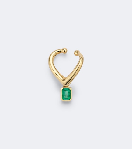 Zar 18kt gold ear cuff with emerald