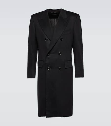 Double breasted cashmere overcoat in black Tom Ford Mytheresa