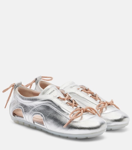 Cutout metallic leather sneakers in silver - Simone Rocha | Mytheresa