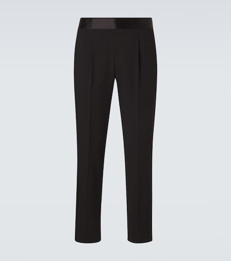 giorgio armani スラックス　dries van noten似 Virgin wool tuxedo pants in black - Giorgio Armani | Mytheresa