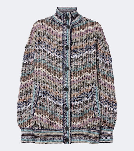 Zigzag cotton and wool-blend cardigan in multicoloured - Missoni