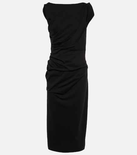 Gathered cotton jersey midi dress