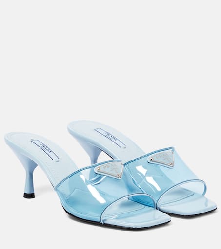 Leather-trimmed PVC mules in blue - Prada | Mytheresa