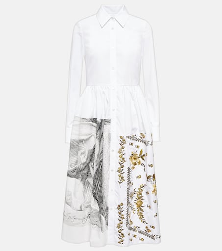 ERDEM ワンピース ブランド Sutton printed cotton shirt792491 Sutton printed cotton shirt dress in white - Erdem | Mytheresa