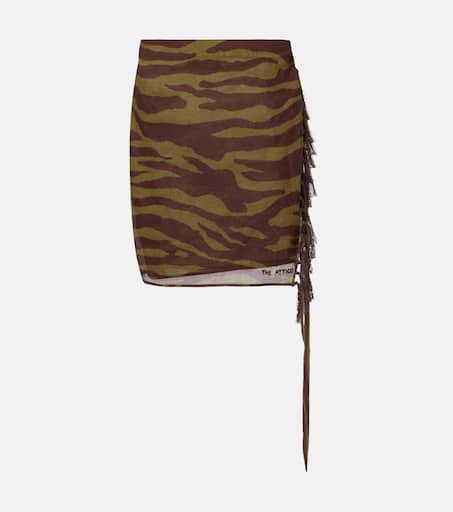 VIP【関税送料無料】希少 The Attico Zebra Print Pareo Zebra-print cotton muslin beach cover-up in green - The