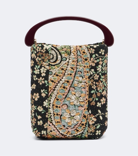 Micro floral jacquard top-handle bag in multicoloured - Dries Van