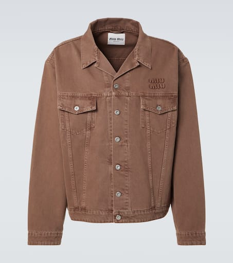 Logo denim jacket in brown - Miu Miu | Mytheresa